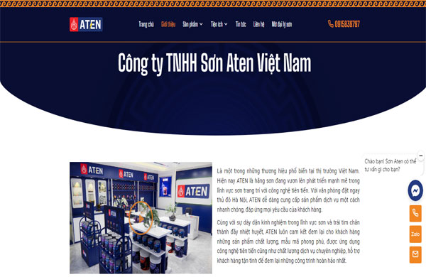 mẫu thiết kế website bán sơn đơn giản, tinh tế